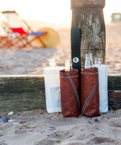 tan four bottle carry bag